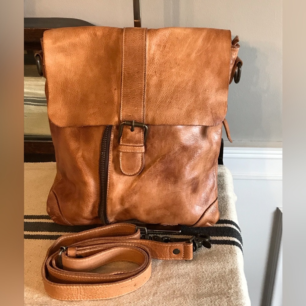 NWOT Bed Stu Jack Leather Crossbody Bag Tan Rustic Retail $245